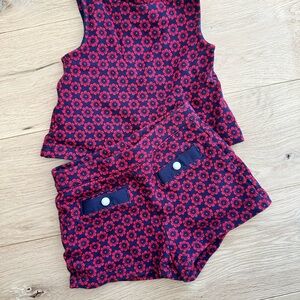 Janie and Jack Red and Blue Floral Set 12-18 months